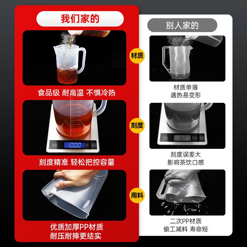 量杯奶茶店专用带盖塑料超大容量带刻度商用量桶5000ml耐高温家用