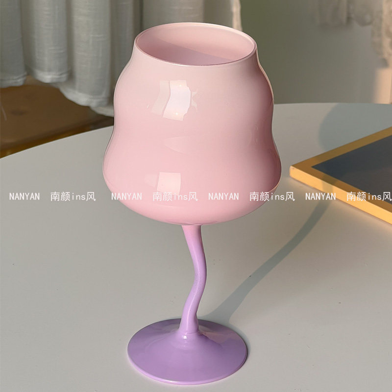 糖果系少女心奶油云朵杯马卡龙色玻璃酒杯甜酒杯鸡尾酒创意高脚杯