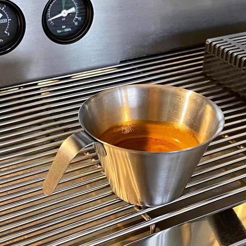 不锈钢萃取杯带刻度金属量杯意式浓缩咖啡机盎司杯咖啡奶勺奶盅杯