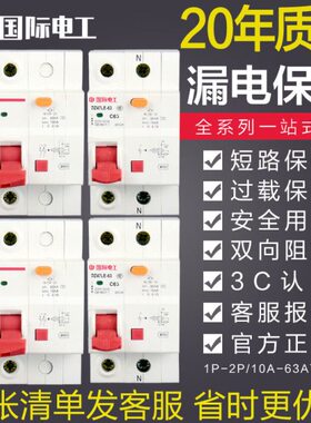 Z/国际电工63AD1空气开关带漏电保护4断路器小型总家用电闸7器2P