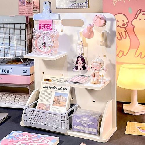 桌面迷你洞洞板小卡收纳展示分层小隔板宿舍O追星免打孔立式置物