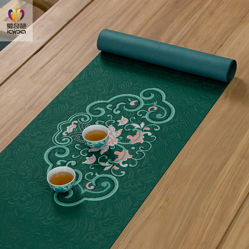 牡丹如意纹d 新中式防水茶席传统纹样桌旗茶桌茶几干泡台垫布防滑