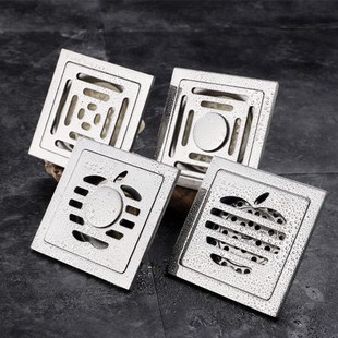 304不锈钢地漏防臭浴室阳台走廊D卫生间大排量铜自封方形双用地漏