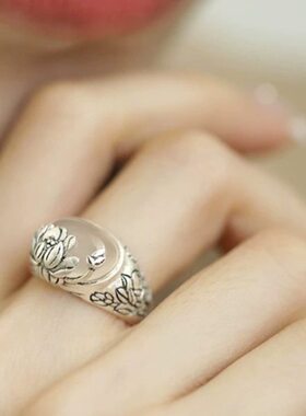 戒指女髓髓复古开口连戒指女士连2023新款爆气质莲花款好事洋气