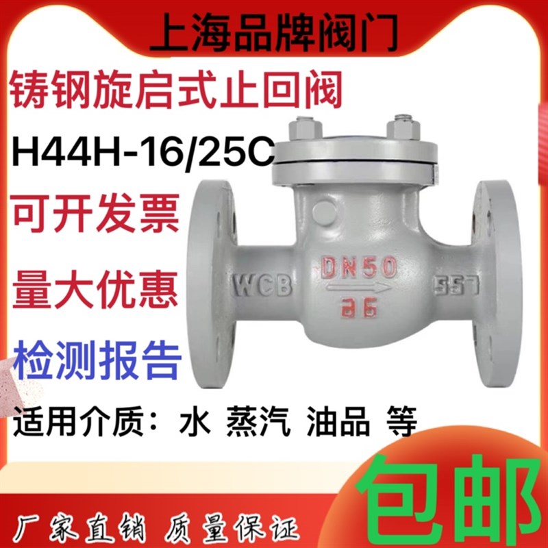 H44H-16C铸钢法兰旋启式止回阀DNB50100150耐高温蒸汽单向阀防倒