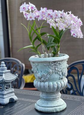 罗马花盆高脚复古浮雕庭院欧式户外花园多肉阳台绿植装饰摆件花器
