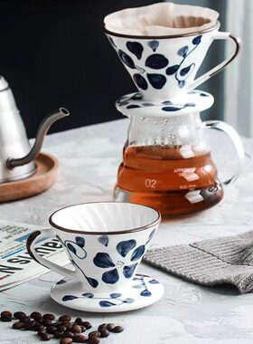 咖啡V20螺旋杯杯分单手工01陶瓷过滤冲V60滴锥形手品纯白色壶享滤