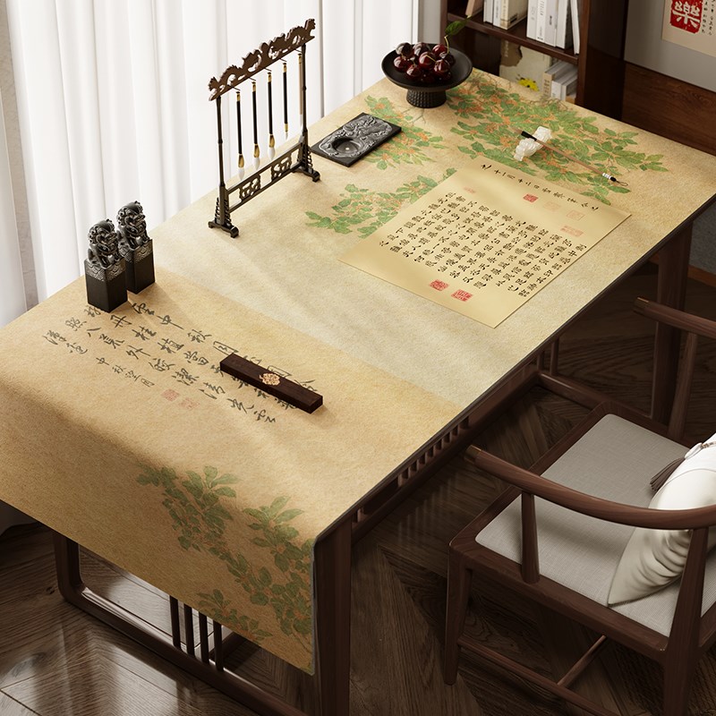 新中式羊毛毛毡桌布防水耐磨台面保护垫子创意国潮书法毛毡垫文房