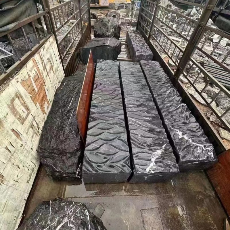 黑山石长条凳子加工m石材异型加工石桌石条石凳景观石加工石材切