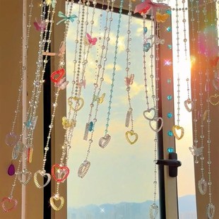 爱心门帘隔断E帘卧室房间家用挂饰少女心装 100个快递 饰 新家