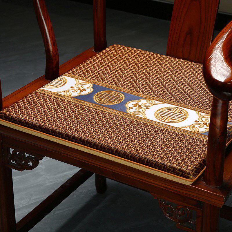 夏季新中国风椅垫清凉q垫实木茶几椅垫扶手椅太师椅座垫夏季藤垫