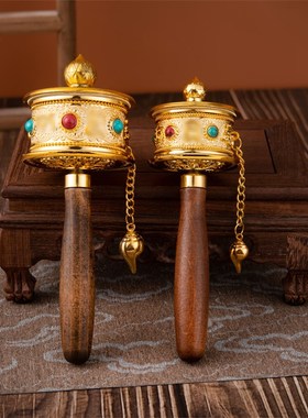 西藏旅拍纪念品手摇转金轮转金筒六字加重双轴承