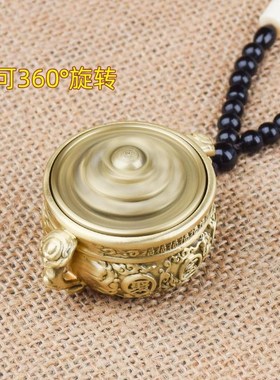 黄铜聚宝盆盘玩手把件转动玩具随身把玩赚钱铜钱练手陀螺装饰摆件