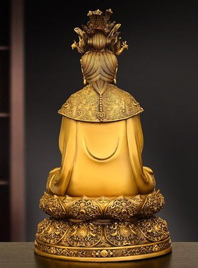 纯黄铜无生老母摆件家居客厅装饰品骊山黎山老母八卦无极老母神像