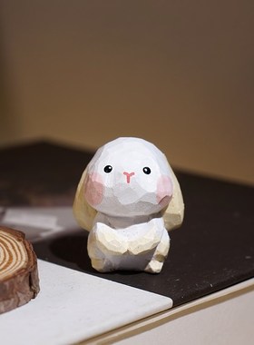 【精品版】卯兔手工木雕小摆件卡通可爱十二生肖系列装饰品礼物