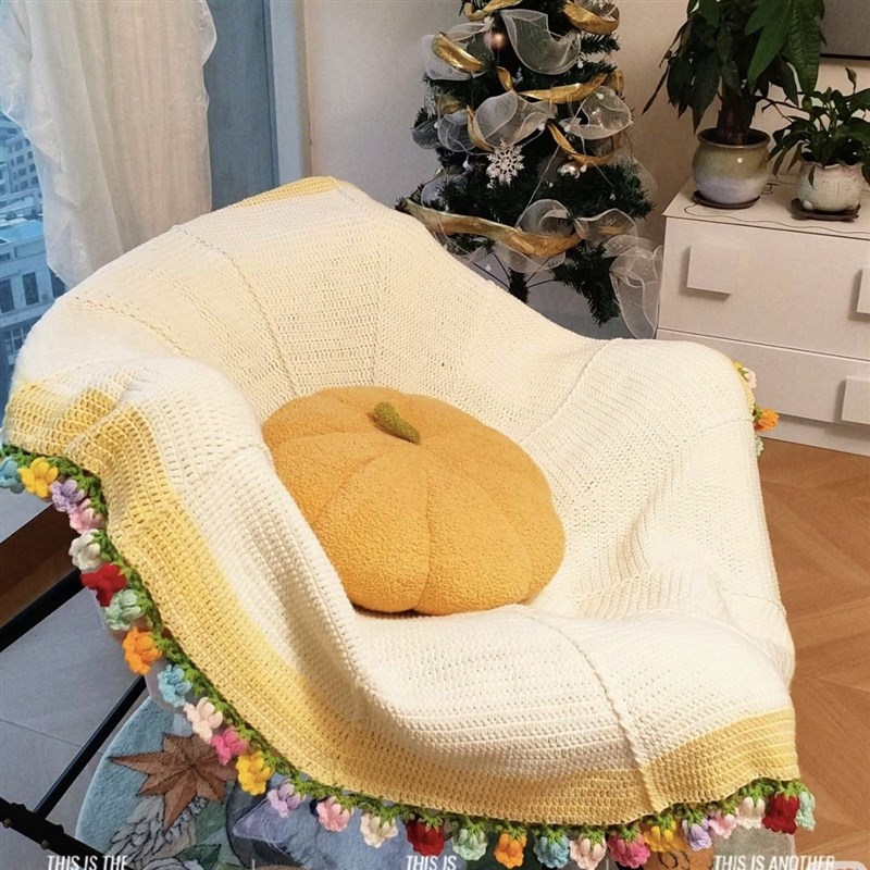 花朵毯子钩织玫瑰花朵毯子手工编织材料包diy送闺蜜送女友