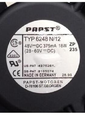 原装德国 西德 轴流风扇6248N/22 3T 8T 12 48V 375MA 18W风机
