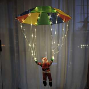 LED圣诞跳伞老人灯商场公园庭院大门圣诞节装饰灯降落伞老人灯串