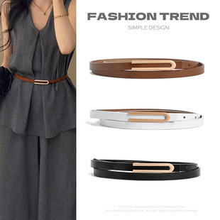 新款细真皮女腰带简约百搭优雅牛皮皮带配连衣裙裙子女款