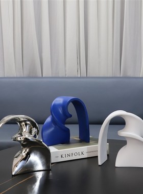 北欧轻奢几何飘带树脂摆饰客厅电视柜卧室玄关样板房Y家居软装饰