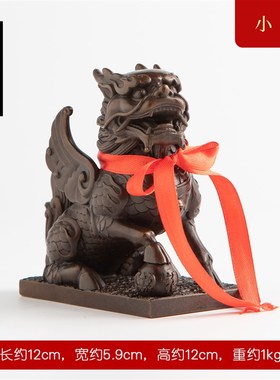 黄铜公母麒麟摆件一对客厅玄关柜子办公室桌面摆设W乔迁新居礼物