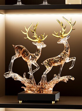 风生水起b招财鹿摆件轻奢高档客厅玄关电视柜酒柜装饰乔迁新居礼