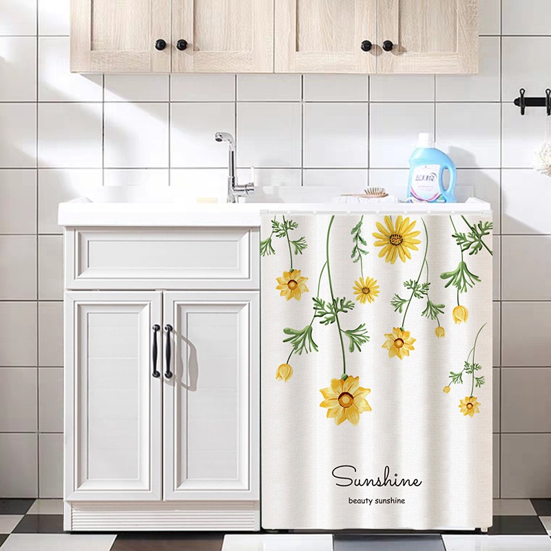 阳台滚筒洗衣机遮挡帘滑轨式x防尘防嗮盖布盖巾罩衣柜柜子遮丑拉