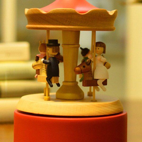 创意生  复古 节生日礼物旋转木马圣诞木质八音盒音乐盒 儿童男女