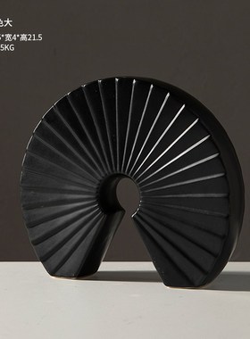 抽象黑白扇形g艺术陶瓷工艺品样板间酒柜玄关摆件办公室客厅电视