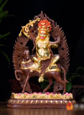 铜摆件 仿尼泊尔 铜半鎏金 家居装饰摆件10寸吉祥天母铜像
