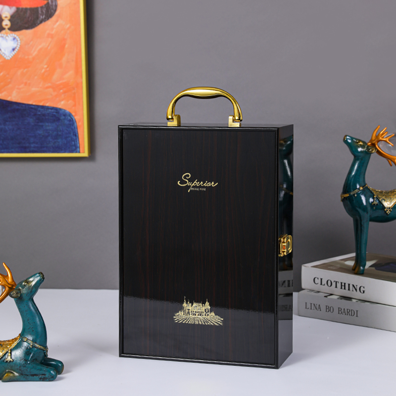 高档红酒礼盒空盒子钢琴烤漆双支葡萄酒H木盒两瓶装酒箱定制包装