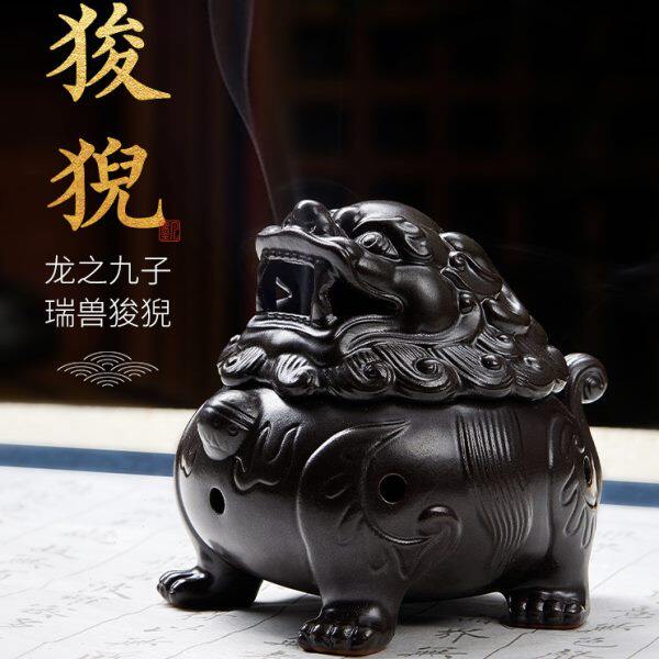 墨凡狻猊陶瓷盘香炉沉香檀香香篆家居香薰炉室内复古熏香创意摆件