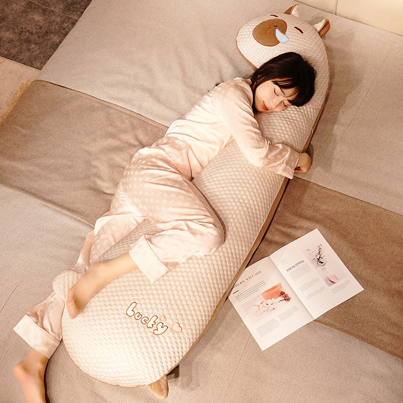 夏季冰豆豆水豚长条抱枕q床上睡觉夹腿专用枕孕妇侧睡枕床头大靠