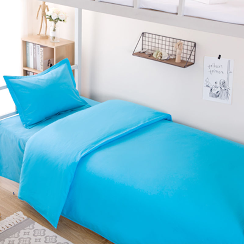 学生宿舍三件套单人床1p.2米床单被套蓝格子学校1m四件套床上用品