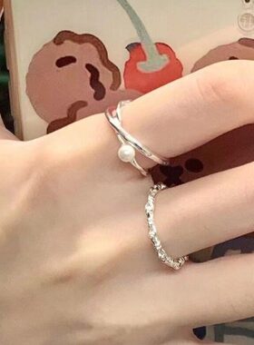 女士秋冬手开口小众戒指食指大号新款高级女设计感感2023粗胖独特