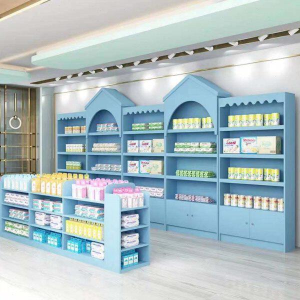 包邮木质母婴店奶粉货架尿不湿货柜中岛柜宠物店展柜孕婴店展示柜