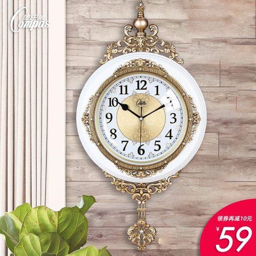 康巴丝欧式钟表创意挂钟摇摆客厅时尚个性L挂表静音家用时钟石英