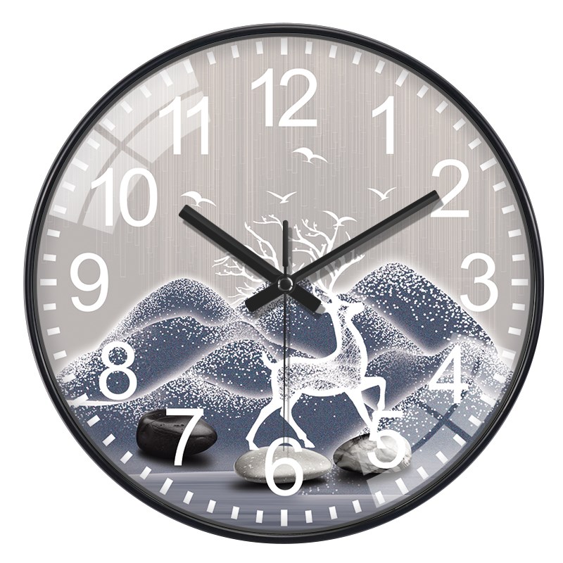 电波钟表挂钟客厅家用大气时尚轻奢静音时钟挂墙餐厅W现代简约麋