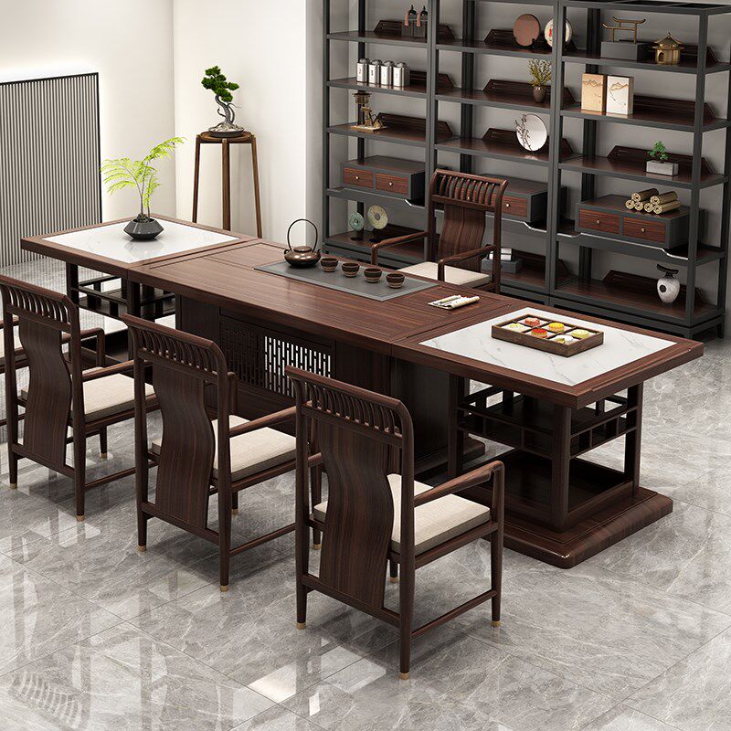 新中式乌金木茶桌椅组合禅意接待功夫泡茶台茶室办公X室实木泡茶