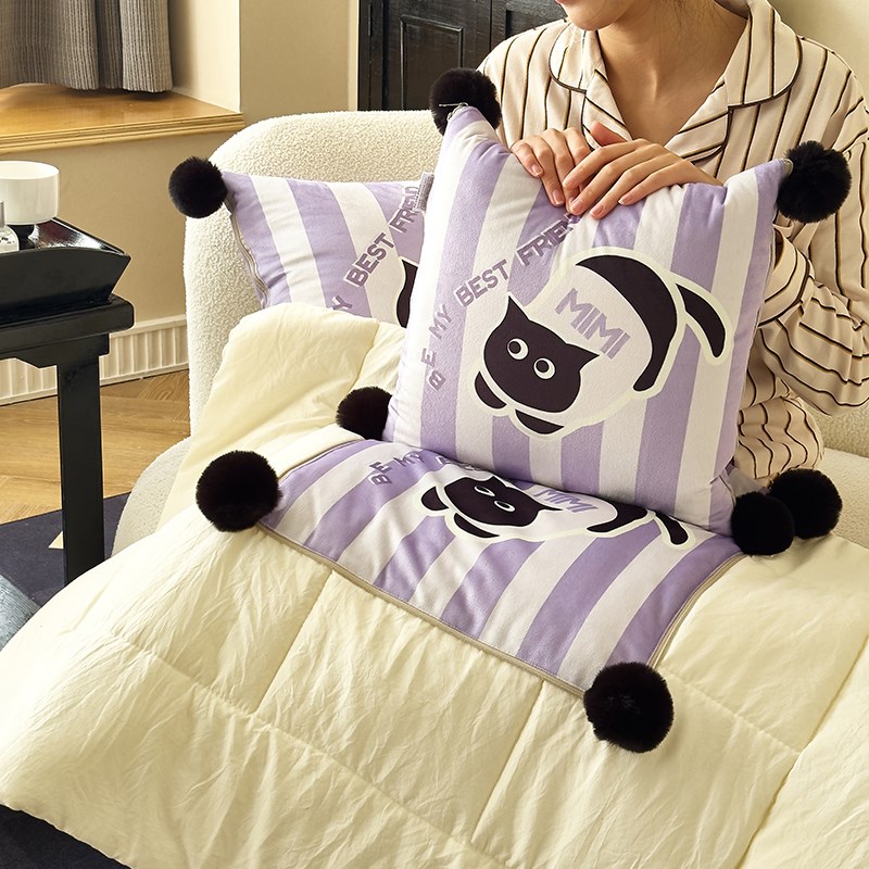 2024新款简约卡通汽车抱枕被子两用办I公室午睡枕头二合一空调夏