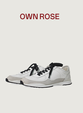 OWN ROSE反绒皮拼接牛皮德训鞋女士秋冬季运动风真皮休闲板鞋