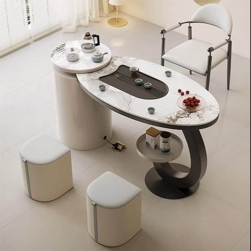 阳台茶桌轻奢岩板茶桌椅组合现代简约家用茶桌茶台烧水壶一体桌