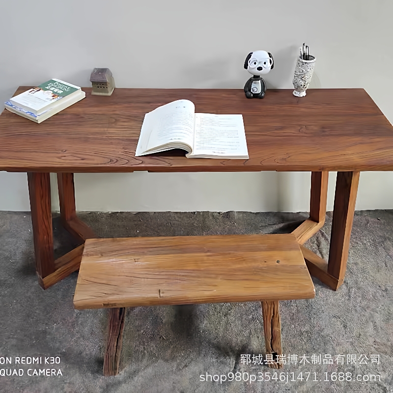 中式书法桌实木画案书画桌南榆木书桌仿古国学桌写字台原木办公