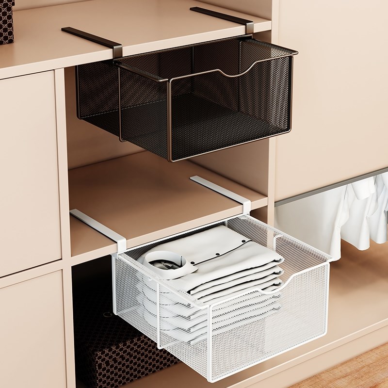 房间分割衣柜抽拉隔板分层架子抽屉式置物架下挂篮收纳神器筐宿1