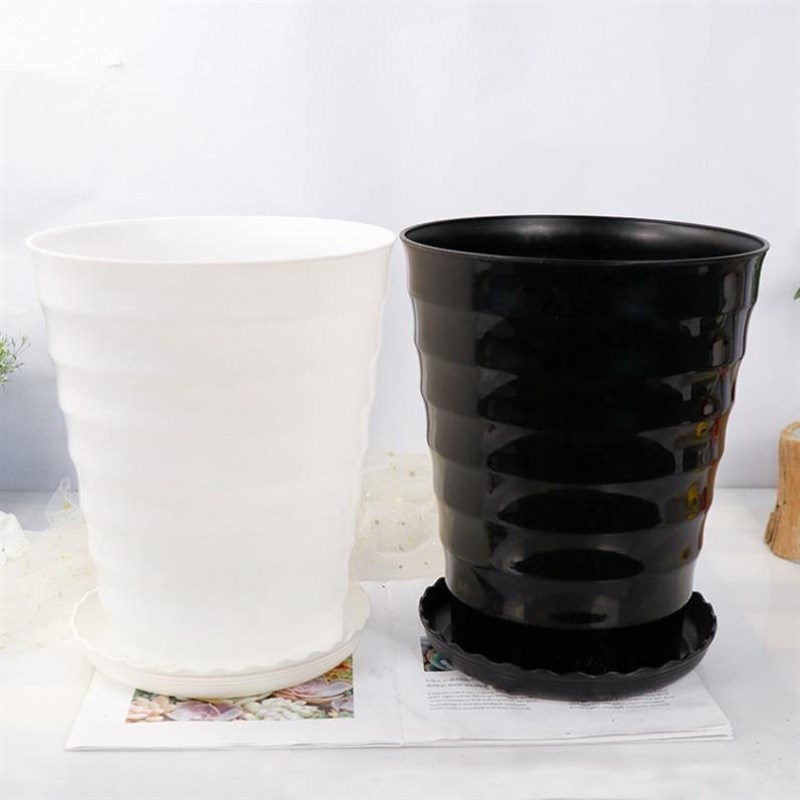 花盆陶瓷特大号30cm以上超大螺纹花盆加厚白色黑色仿瓷树脂花盆送