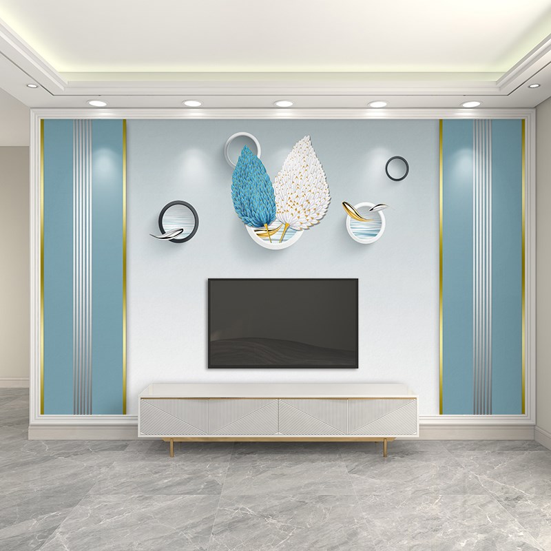 简约现代墙纸装饰壁画电视背景墙壁纸客厅3d创意沙影视发背景墙布