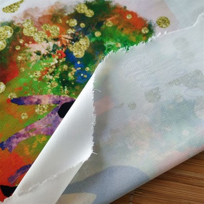 97号布弹力雪纺面料梭织中弹上衣裙裤面料数码印花定制加工布料