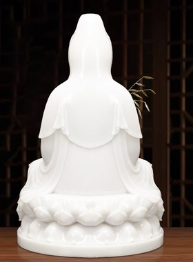 观音菩萨佛像家用供奉汉白玉坐莲南海观世音神像娑婆三圣弥勒佛像