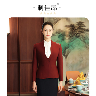 利佳昂星级酒店服务员工作服中餐厅餐饮新中式女高端会议接待定制