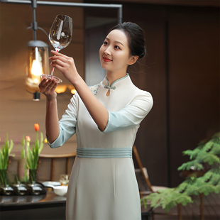 利佳昂高端牡丹韵系列国风酒店服务员工作服秋季新款中餐厅旗袍女